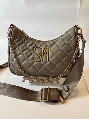 Steve Madden Quilted SM Chain-Strap Shoulder Bag in Olive